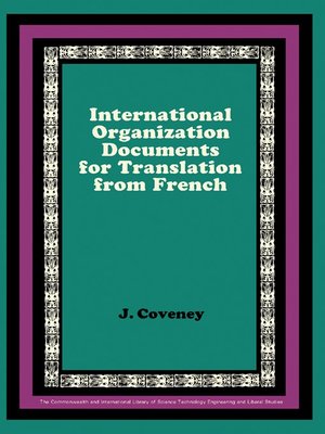 cover image of International Organization Documents for Translation from French